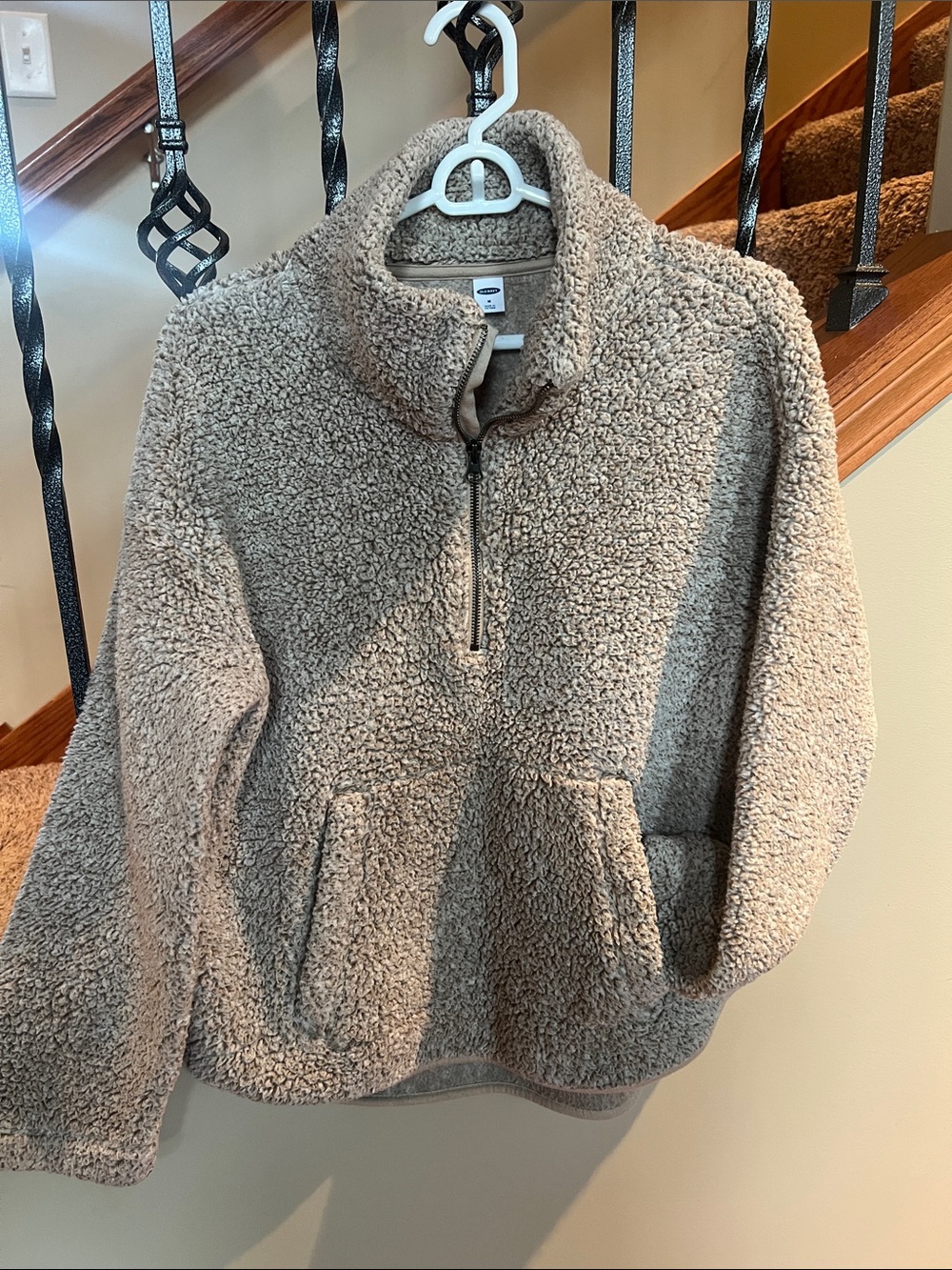 Old Navy Taupe Sherpa Half-Zip Pullover